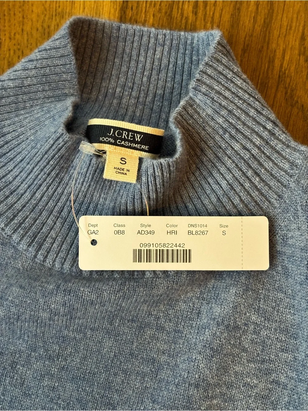 J. Crew Women’s Light Blue 100% Cashmere Turtleneck Sweater